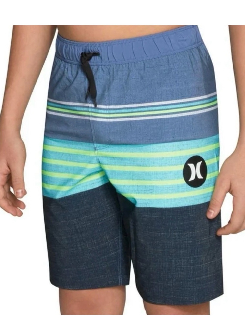Hurley Light Blue Elastic Waist Swim Trunks